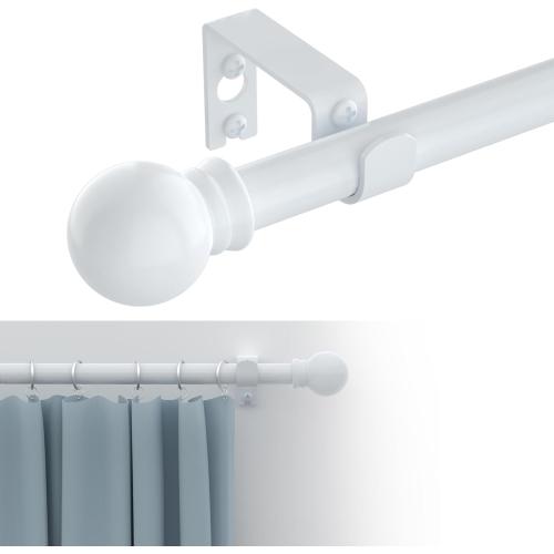 GXOACKJ Curtain Rods for windows 66-120 inch, 5/8 inch Decorative White Splicing Heavy Duty Metal Curtain Rod set with Brackets