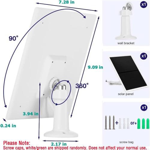 Solar Panel Charger for Ring Camera,10W Solar Charger Compatible with Ring Stick Up Cam Battery and Spotlight Cam Battery,Not for Spotlight Plus/Pro, Barrel DC3.5mm Plug (White)