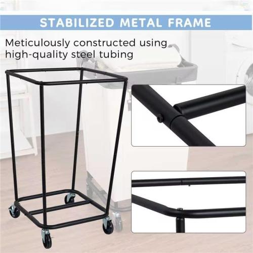 FLYBOX Laundry Hamper with Heavy Duty Steel Frame, 160 L Industrial Laundry Basket Cart with Wheels for Hotel, Home, Laundry Room, 17.72''L x 17.72''W x 30.91''H, Medium Grey Leather