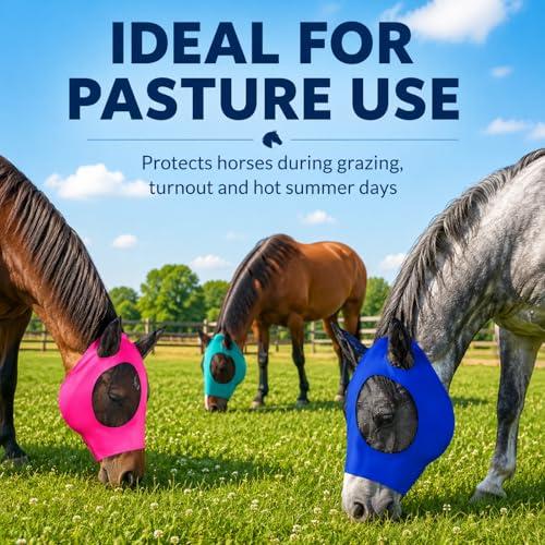 Sanwuta 12 Pcs Horse Fly Masks with Ears, Breathable Mesh UV Protection Horse Face Masks, Soft Elastic Comfortable Fit for Riding Outdoor Summer Supplies Bulk (Medium)
