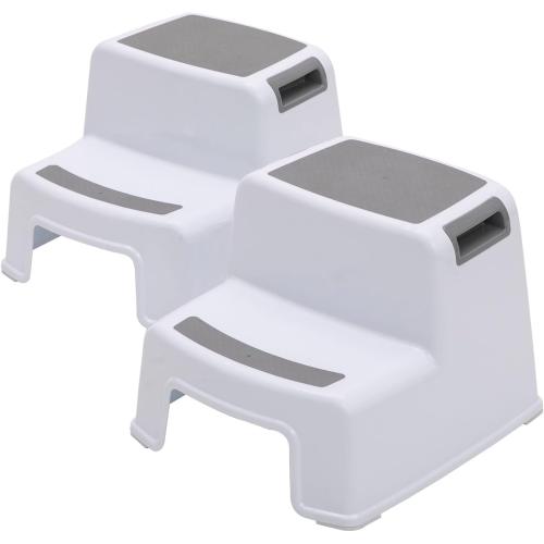 Two Step Stool for Kids and Toddler, 2 Step Stool for Bathroom Sink, Kitchen and Toilet Potty Training (Gray)
