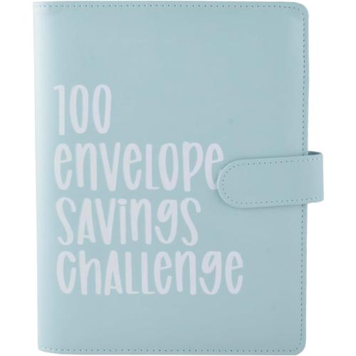 100 Envelope Challenge Binder, Easy and Fun Way to Save $5,050, Budget Binder Money Savings Challenge Book with Cash Envelopes Budgeting Book for Office Home School (Blue)