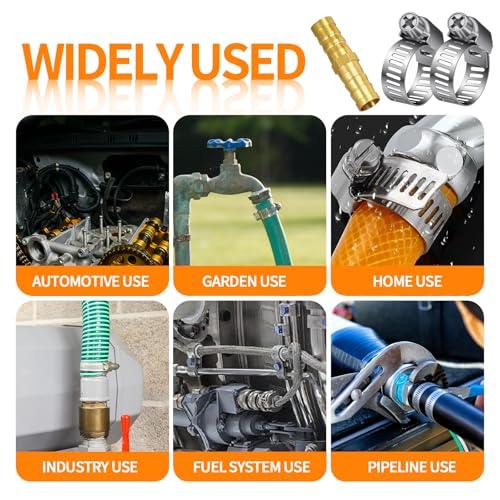 JmoJmexx 3/8 Brass Hose Barb Repair Kit, 3 Connectors & 6 Clamps