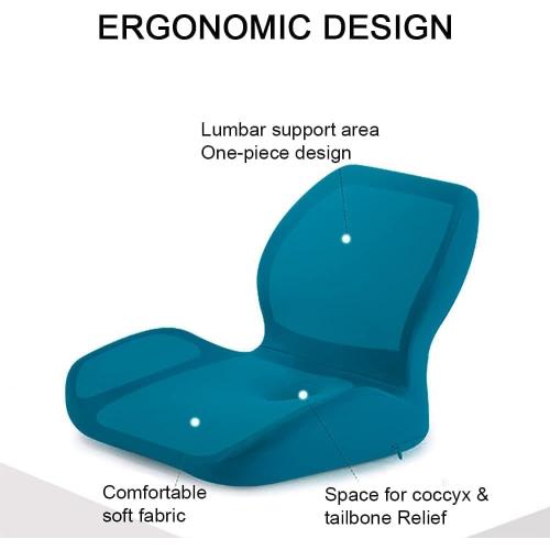 Memory Foam Seat Cushion and Lumbar Support Pillow Set - Orthopedic Coccyx Pad for Office Chair, Car, Truck - Ergonomic Pain Relief for Back, Tailbone, Sciatica - Ideal for Wheelchair and Home Use