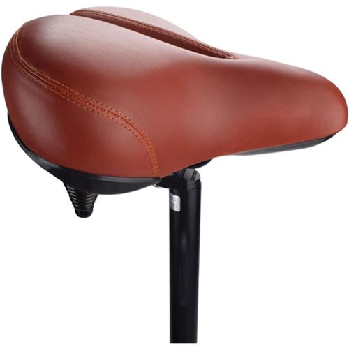 Chaunts Brown Bike Seat Cushion Oversized Bike Seat Comfortable Bicycle Bike Saddle Universal Replacement Beach Bike Saddle(Black) (Brown)