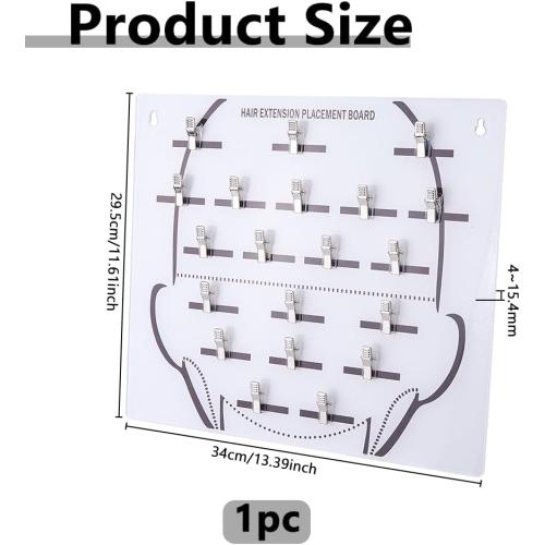 DICOSMETIC Hair Extension Tape In Placement Board Pink Acrylic Hair Extension Stand 11.6x13.4 Inch Wig Display Rack Board with 20 Built-In Clips Head Chart for Salon Tangle-Free Storage Organizer