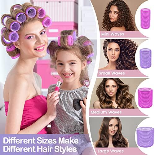 33 Piece Hair Rollers set, Self Grip Hair Rollers for Long Medium Short Hair, ELASO Large Medium Hair Curler （22 Rollers   10 Stainless steel Clip  1 Storage Bag）