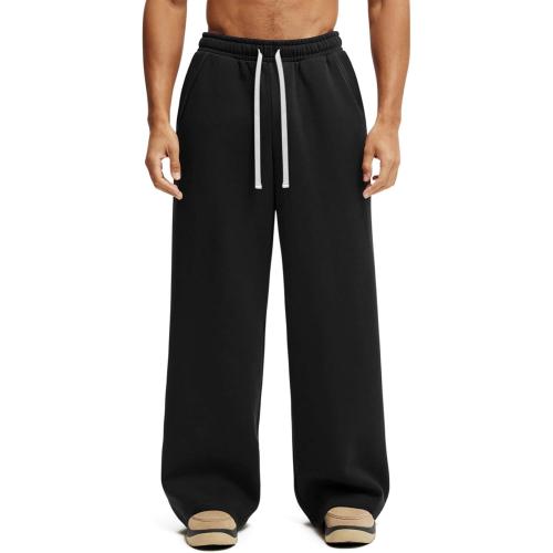 HeSaYep Men's Fleece Baggy Sweatpants Wide Leg Lounge Sweat Pants with Pockets