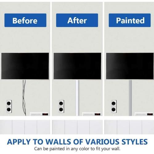 Delamu Cord Hider, 157in Wire Covers for Cords on Wall, Premium Cable Hider Cord Covers for Wires, Cable Management Wire Hiders for TV, Cable Raceway Kit, W0.95 H0.55in, White