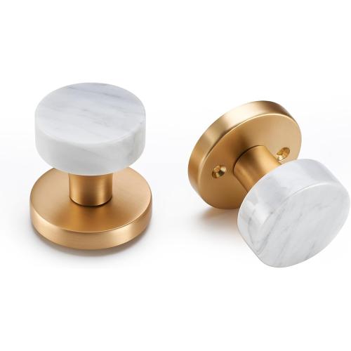 Marble Door Knob Brushed Brass - Passage for Hall Corridor Living Room Door Hardware Modern Exterior and Interior Handles(White, Passage)