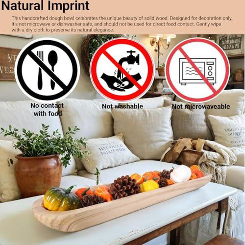 Color Brown Athaliah Wooden Dough Bowl, 30 Inch Hand Carved Rustic Long Wood Dough Bowls for Decor, Vintage Decorative dough bowl for Table Centerpiece