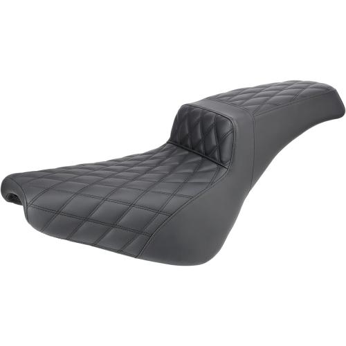 One-Piece Driver Rider and Passenger Seat for Harley Davidson Softail Standard Slim Deluxe Street Bob Heritage Classic 2018-2024 Black Motorcycle 2-Up Seat (Diamond Pattern)