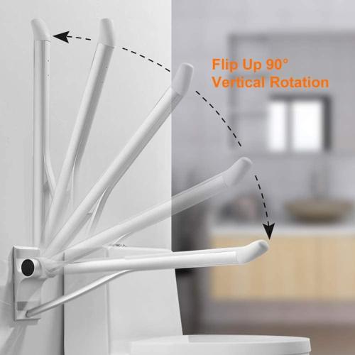 Toilet Grab Bar 29.5Inch, Stainless Space Aluminum Strong Bathtub Safety Rails Shower Grab Bars Handle for Elderly Seniors, Flip-Up Bathroom Hand Support, Handrails Arms Sturdy Mounted Bath Grips