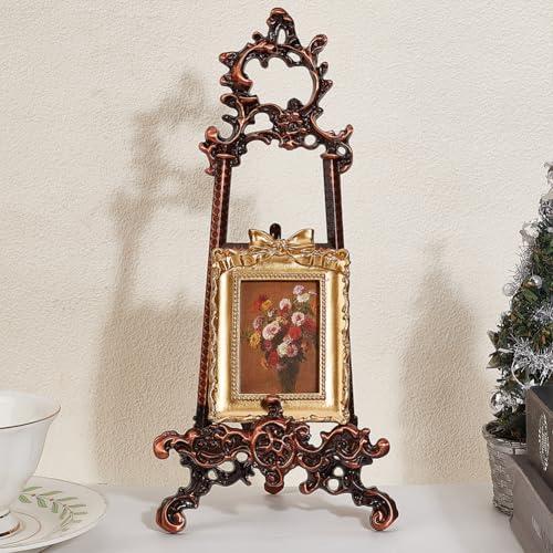 WADORN Vintage Cookbook Stand, 11x5x1.7 Inch Decorative Table Top Display Holder Kitchen Recipe Book Holder Small Ornate Easel Display Stands for Photo Pictures Frame Plate Dish Bible Home Decor