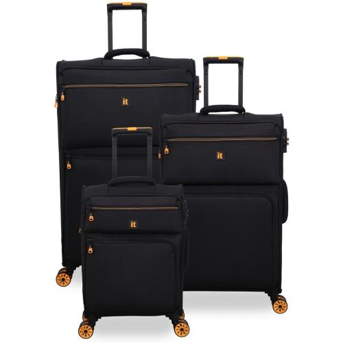 it luggage Compartment, Unisex Polyester Material Soft Case, 8x360 degree Spinner Wheels, Expandable Trolley Bag, Telescopic Handle, TSA Lock, 12-3149-08, Lightweight, Black, Large, Polyester Softside