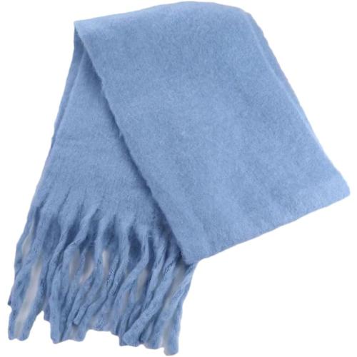 Women Solid Color Long Wool Tassel Scarf Solid Color Scarf Soft Thicken Shawl
