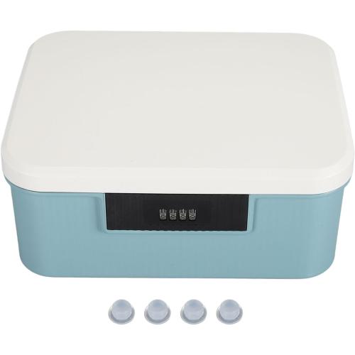 Lockable Storage Container Bin, 9L Capacity Combination Lockable Storage Box Heavy Duty Plastic Trunk with Lock for Office School Home Files Document Organizer (Grey) (White) (Blue)