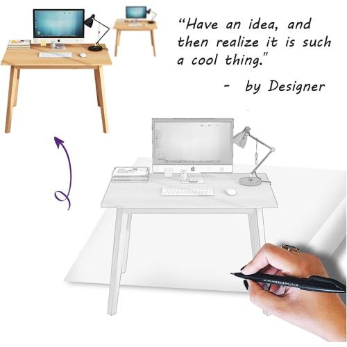IOTXY Simple Wooden Writing Desk - Modern Minimalist Style PC Laptop Computer Workbench with Solid Wood Legs, 47 W Home Office Work Table for TV Stand Music Video Live Broadcast Workstation, Oak