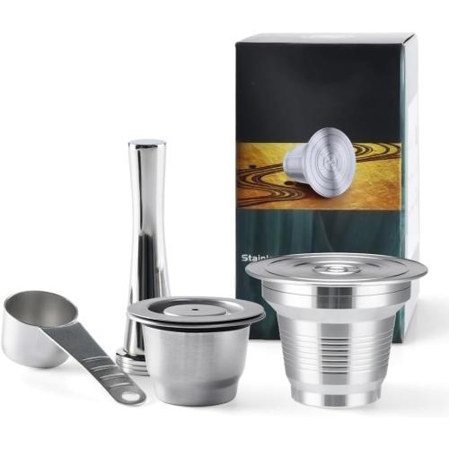 Reusable Stainless Steel Coffee Capsules Compatible with L'OR B-arista LM8012/60 -Refillable Metal Espresso Pods for L'or and N-espresso Machines, with Stainless steel spoon and tamper, 2pcs