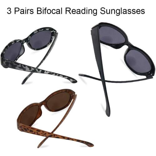 Hyyiyun Bifocal Reading Sunglasses for Women 4 Pairs Vintage Jackie Oval Ladies Oversize Cateye Readers