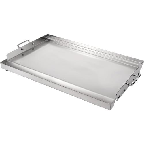 LotFun 25 x 16 Stainless Steel Cooking Griddle for Outdoor Gas Grill, Universal Griddle Flat Top Plate Insert with Grease Groove and Removable Handles for Electric/Charcoal/Gas Grill, Camping,Party
