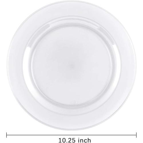 bUCLA 100Pieces Clear Plastic Plates -10.25inch Disposable Dinner Plates- Premium Weddings& Party Plates