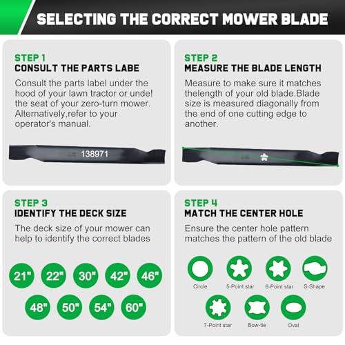 Grasscool 138971 42 inch Deck Craftsman Mower Blades Replacement Bagging