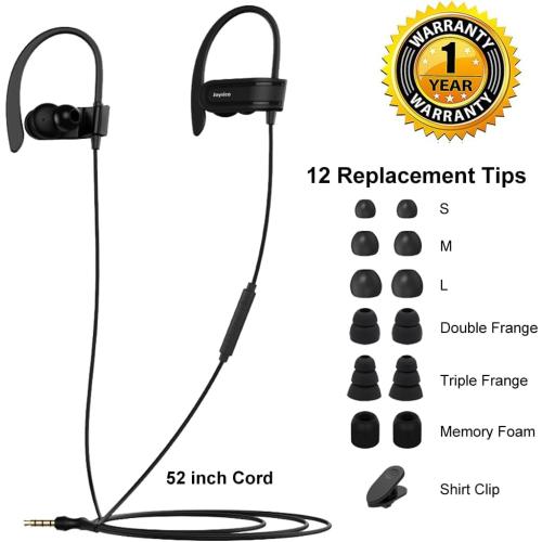Joysico Wired Over Ear Earbuds Headphones with Mic and Volume Control Black