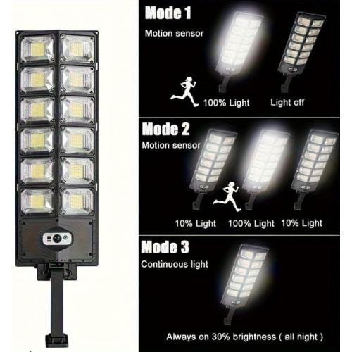 [Ultra-Bright Solar Light] 1/2/4pcs 192/504 LED Solar Street Light - Wide Angle Motion Sensor, Remote Control, Dusk to Dawn, Energy-Efficient, Adjustable for Commercial Area, Parking Lot, Yard