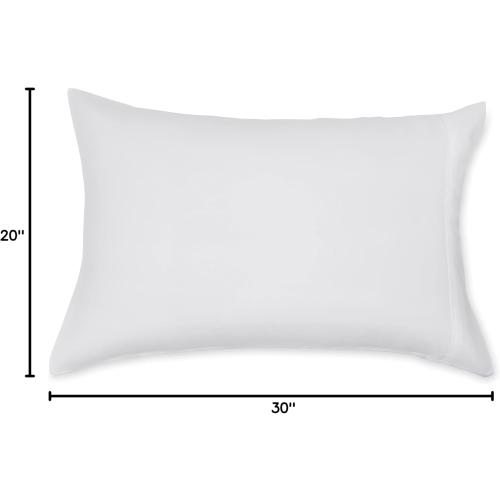 Amazon Basics Lightweight Super Soft Easy Care Microfiber Pillowcases, Standard size, 30 L x 20 W, Set of 2, Bright White, Pillows Not Included