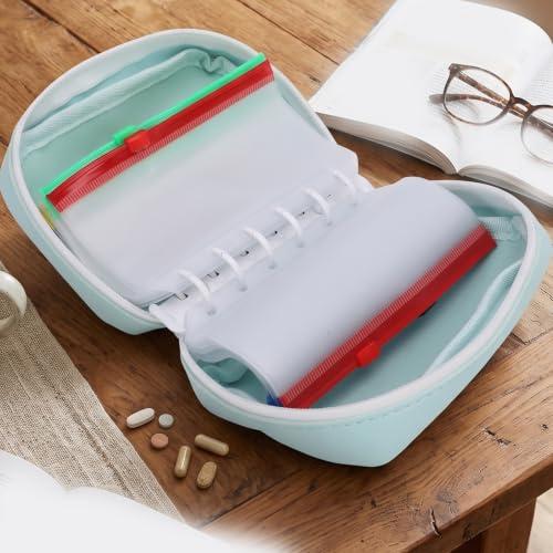 Medication Organizer, 14 Color Coded Pouches (Green)