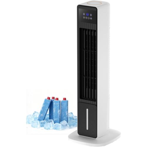 Evaporative Air Cooler, 3-in-1 Portable AC Tower Fan Air Conditioner with 4 Modes & 3 Speeds, 24H Timer, Remote 60°Oscillating Tower Fan, Quiet Swamp Cooler, Tower AC for Bedroom Office, 36inch, Black