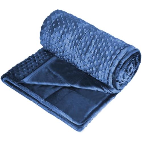 ALANSMA Reversible Weighted Blanket for All Season, Luxury Velvet, Warm and Cool, Adult 10Lb Blue Weighted Blanket, Enjoy Sleeping Anywhere(Blue,48x72 10lbs)