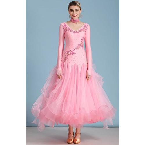 ORIDOOR Flash Rhinestone Ballroom Dance Waltz Tango Standard Competition Dance Dress SIZE SMALL