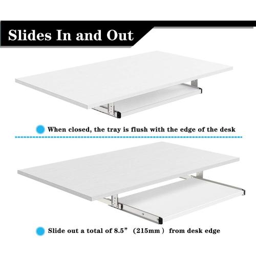 White 24 FRMSAET Furniture Accessories Office Product Suits Hardware 20/24/30 inches Keyboard Drawer Tray Wood Holder Under Desk Adjustable Height Platform(24 inches,White)