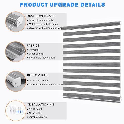 Zebra Blinds Window Blind Zebra Shade Blinds for Windows Roller Sheer Shades Privacy Light Filtering Shades for Home Kitchen Bathroom (Width 62'' X Height 72'' Grey)