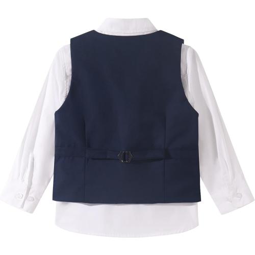 Size L Gray Spring&Gege Boy's Formal Suit Vest Solid Dress Waistcoat Vest with Pockets