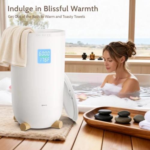 Keenray Large Towel Warmer Bucket, Luxury Towel Warmer for Bathroom, LCD Screen for Time and Temperature, Delay Time Up to 24 Hours, Fits 3 Large Towels, Blankets, Bathrobes, PJ's, Gift for Him & Her