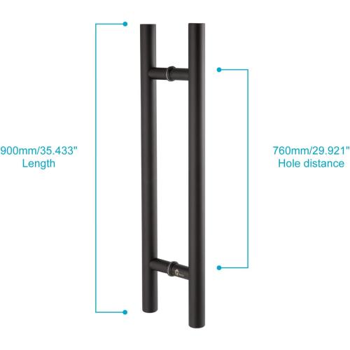 BLACK TOGU TG-6012 36 inches Solid Standoffs Heavy-Duty Commercial Grade-304 Stainless Steel Push Pull Door Handle/Ladder Shaped Door Pull Handle/Long Door Handle, Matte Black Finish