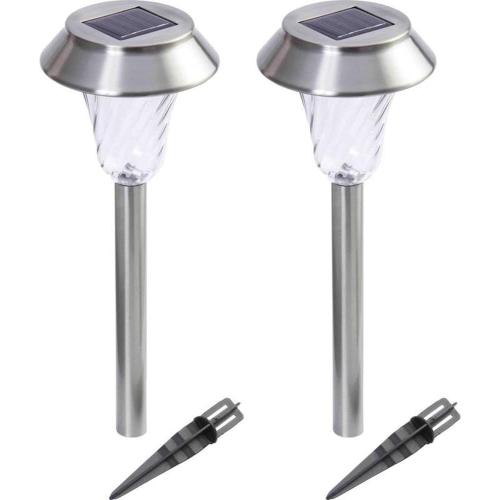 Wyndham House 2pc Solar Garden Light Set - Stainless Steel