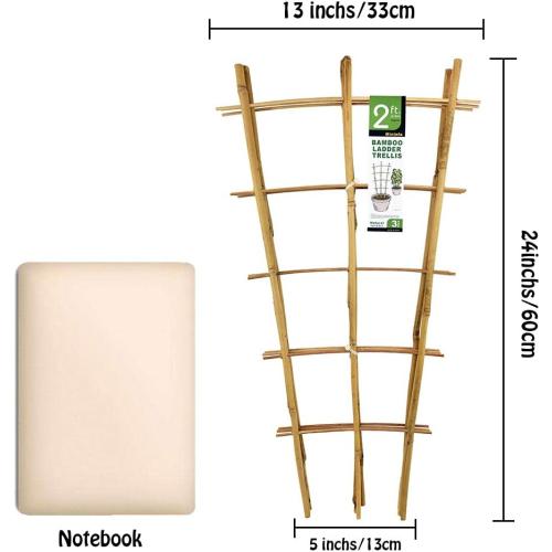 Natural Bamboo Trellis 24 Inches Tall, Mininfa Garden Ladder Trellis, Plant for Climbing Plants, Vegetables, Pots - 3 Pack