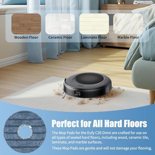 6-Pack C20 Mop Pads Compatible with Eufy Robot Vacuum Omni C20 – Washable Microfiber Mopping Cloth Refills, Reusable Replacement Pads for C20 Omni Floor Cleaner