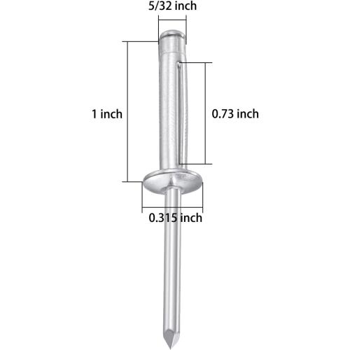 (180 pcs) Tri-Fold Rivets Assortment 5/32 * 1，Tri Grip Rivets，Aluminum Blind Rivets Tri Grip Boat Kayak Rivets,Trifold Rivets，Bulb Style Rivets