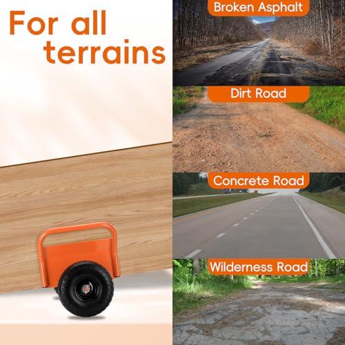 Heavy Duty Panel Dolly Slab Dolly 10 Inch Solid Rubber Tires | Supports Up to 1000 Pounds All Terrain Movement Ideal for Heavy Drywall Sheets and Door Material Transport (Orange)
