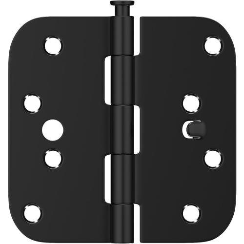 goldenwarm Black Door Hinges 4inch 3 Pack Security Door Hinges, Interior/Exterior Matte Black 4 Hinges with 5/8 Radius Corner for Doors Reversible Full Mortise Combination