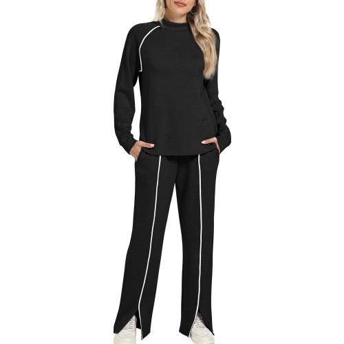 WIHOLL Lounge Sets for Women 2 Piece Fall Outfits 2025 Wide Leg Pant Matching Sets Womens Clothing