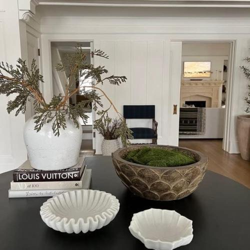 HandCrafted Marble Ruffle Bowl/Antique Scallop Bowl/Fruit Bowl/Vintage Ring Dish/Decorative Flower Dish/HouseWarming Gift/Wedding Gifts/Urli