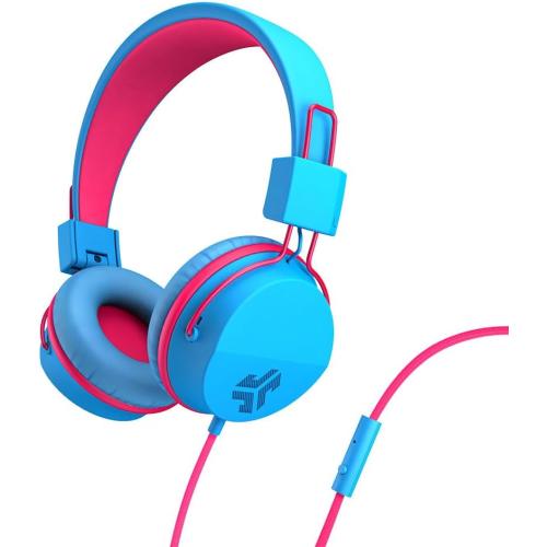 JLab JBuddies Studio Wired Kid Headphones, On-Ear, Cotton Candy, Volume Limited, Folding, Adjustable, Noise Isolation, with Mic