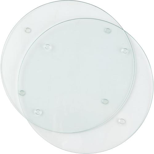 11.8x2PCS Round Glass Cutting Board for Kitchen Counter Protector, Tempered Glass Chopping Boards Dishwasher Safe, Small Clear Countertop Tray, Scratch Resistant, Heat Resistant