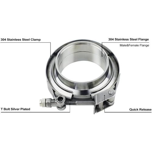 ROADFORMER 2.5 inch V Band Clamp - 2 sets of Quick Release V band Exhaust Clamp Stainless Steel with Flanges for Automotive exhaust system, turbocharger, downpipe and mufflers (2.5 - 2 Pack)